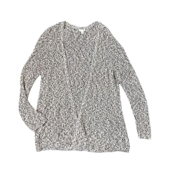 J. Jill Chunky Knit Cream Black Speckled Open Cardigan Sweater Longline Sz XL - Picture 9 of 9